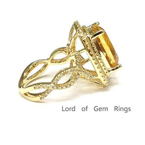 5.5ct Cushion Citrine Diamond Double Halo Infinity Ring - Lord of Gem Rings