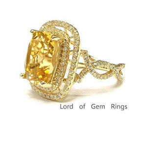 5.5ct Cushion Citrine Diamond Double Halo Infinity Ring - Lord of Gem Rings