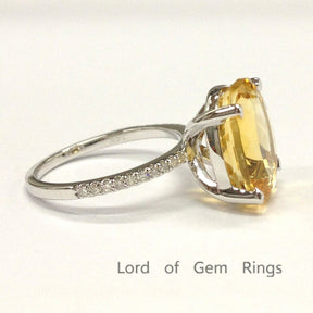 5ct Oval Citrine Diamond Accents Engagement Ring - Lord of Gem Rings