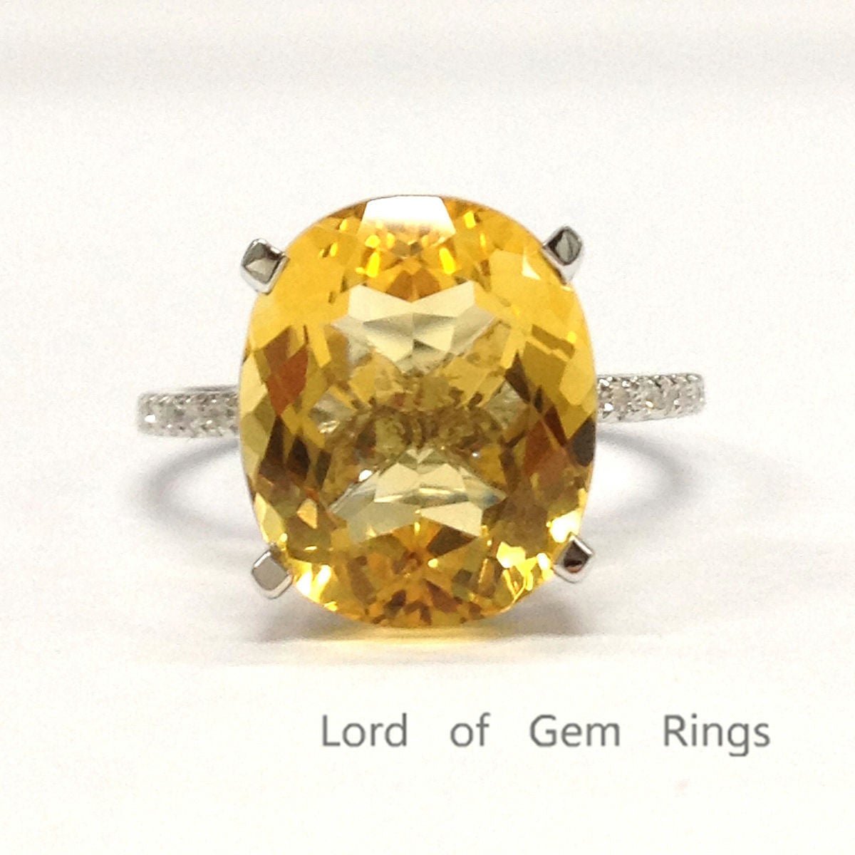 5ct Oval Citrine Diamond Accents Engagement Ring - Lord of Gem Rings