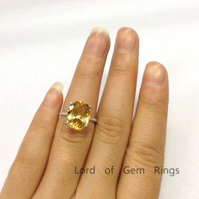 5ct Oval Citrine Diamond Accents Engagement Ring - Lord of Gem Rings