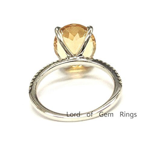 5ct Oval Citrine Diamond Engagement Ring 14K White Gold - Lord of Gem Rings