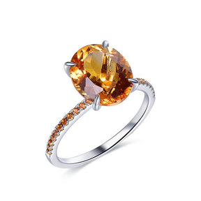 5ct Oval Citrine Engagement Ring with Accents 14K Gold - Lord of Gem Rings