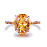 5ct Oval Citrine Engagement Ring with Accents 14K Gold - Lord of Gem Rings