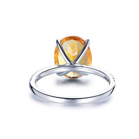 5ct Oval Citrine Engagement Ring with Accents 14K Gold - Lord of Gem Rings