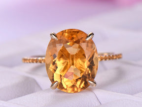 5ct Oval Citrine Engagement Ring with Accents 14K Gold - Lord of Gem Rings