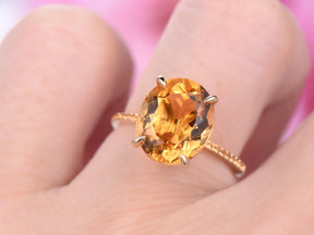 5ct Oval Citrine Engagement Ring with Accents 14K Gold - Lord of Gem Rings