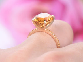 5ct Oval Citrine Engagement Ring with Accents 14K Gold - Lord of Gem Rings