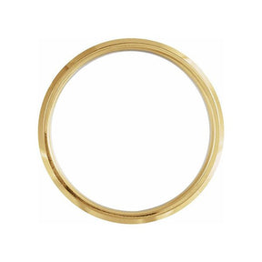6mm Engravable 14K Two Tone Gold Beveled Edge Satin Finish Wedding Ring - Lord of Gem Rings