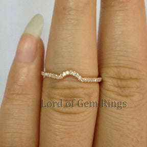 6x8mm Emerald Cut Morganite Ring Sets Contour Diamond Wedding Band - Lord of Gem Rings