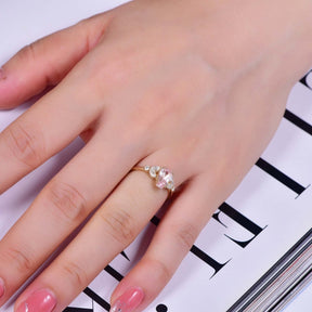 6x9mm Coffin Cut pink Sapphire Engagement Leaf Ring, 14K Gold/Silver - Lord of Gem Rings