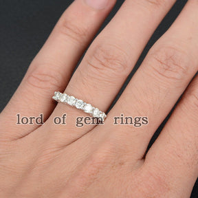 7-Stone Moissanite Wedding Band 14K White Gold-3mm Round - Lord of Gem Rings