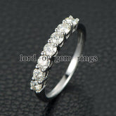 7-Stone Moissanite Wedding Band 14K White Gold-3mm Round - Lord of Gem Rings