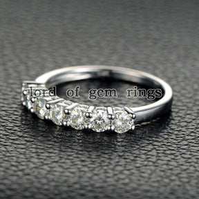 7-Stone Moissanite Wedding Band 14K White Gold-3mm Round - Lord of Gem Rings