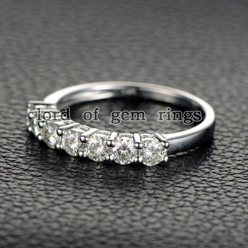 7-Stone Moissanite Wedding Band 14K White Gold-3mm Round - Lord of Gem Rings