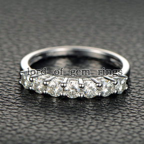 7-Stone Moissanite Wedding Band 14K White Gold-3mm Round - Lord of Gem Rings