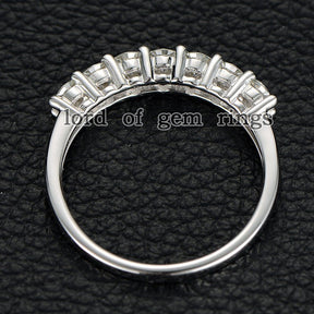 7-Stone Moissanite Wedding Band 14K White Gold-3mm Round - Lord of Gem Rings