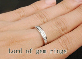 .71CT Channel Set Baguette and Round Diamond Bar Ring Half Eternity - Lord of Gem Rings