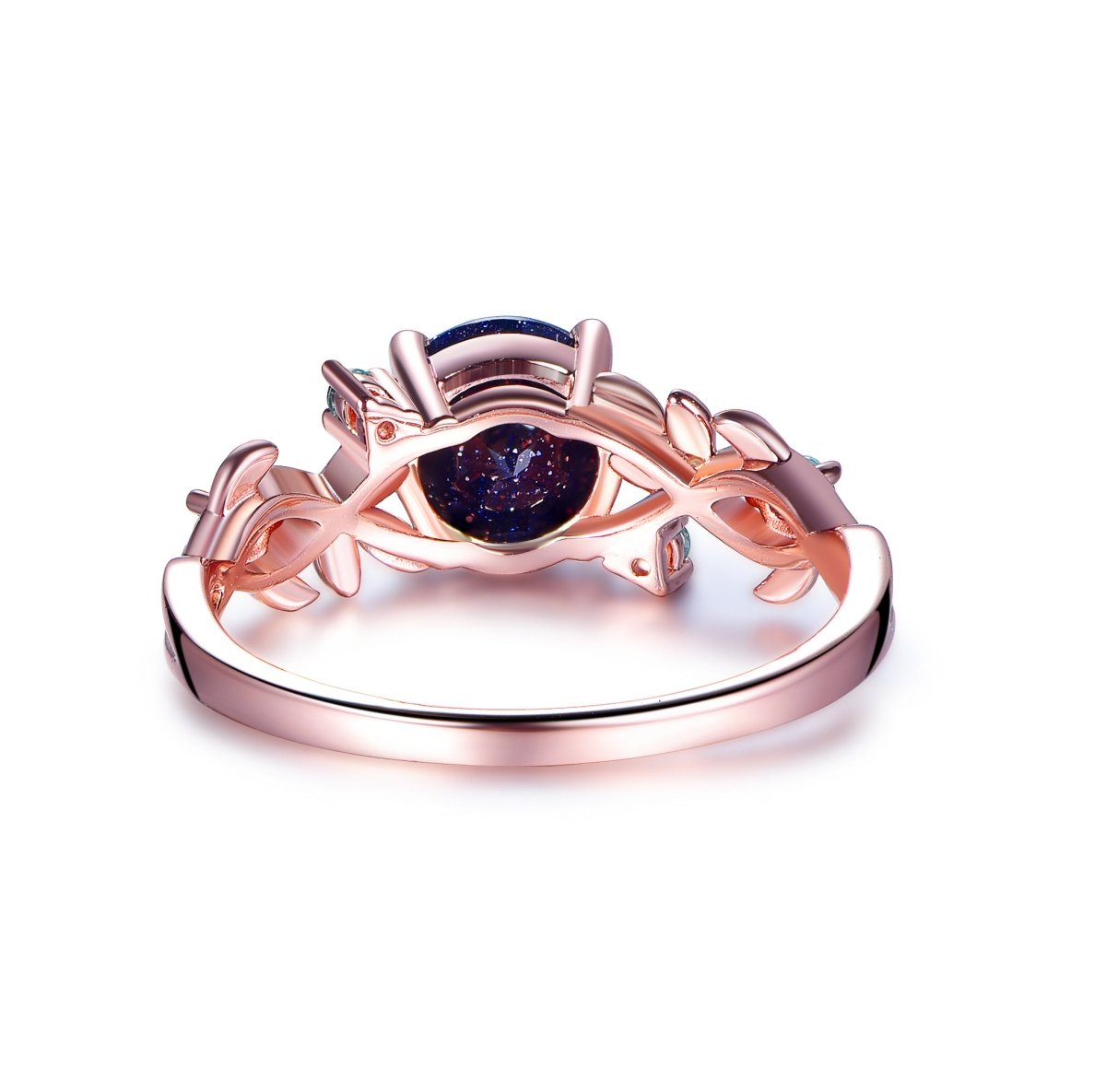 7mm Round Blue Sandstone Engagement Alexandrite Vine Ring 14K Gold/Silver - Lord of Gem Rings