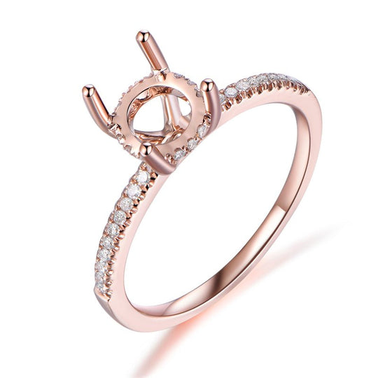 7mm Round Diamond Setting Semi Mount Ring Hidden Halo