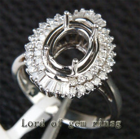 7x9mm Diamond Double Halo Engagement Semi Mount Ring Setting 14K White Gold - Lord of Gem Rings