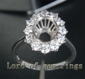 7x9mm Oval Diamond Engagement Semi Mount Ring 14K White Gold - Lord of Gem Rings