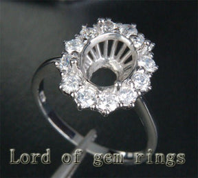 7x9mm Oval Diamond Engagement Semi Mount Ring 14K White Gold - Lord of Gem Rings