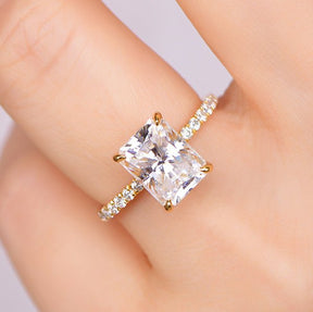 7x9mm Radiant Cut Moissanite Diamond Engagement Ring 14K Yellow Gold - Lord of Gem Rings