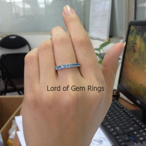 8-Stone Blue Topaz U-Prong November Birthstone Band - Lord of Gem Rings