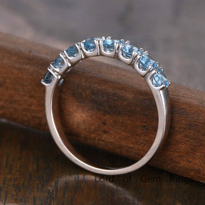 8-Stone Blue Topaz U-Prong November Birthstone Band - Lord of Gem Rings