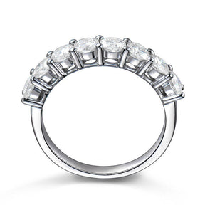 8-Stone Striking Moissanite Wedding Ring 14K White Gold-3.5mm Round - Lord of Gem Rings
