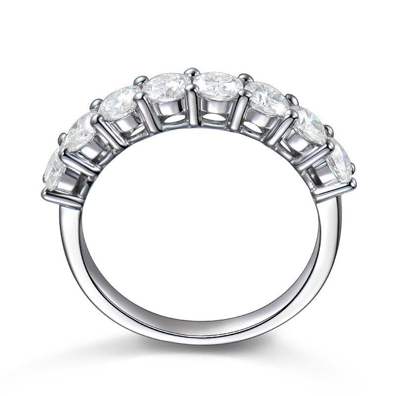 8-Stone Striking Moissanite Wedding Ring 14K White Gold-3.5mm Round - Lord of Gem Rings