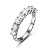 8-Stone Striking Moissanite Wedding Ring 14K White Gold-3.5mm Round - Lord of Gem Rings