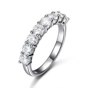 8-Stone Striking Moissanite Wedding Ring 14K White Gold-3.5mm Round - Lord of Gem Rings
