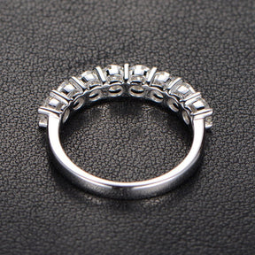 8-Stone Striking Moissanite Wedding Ring 14K White Gold-3.5mm Round - Lord of Gem Rings