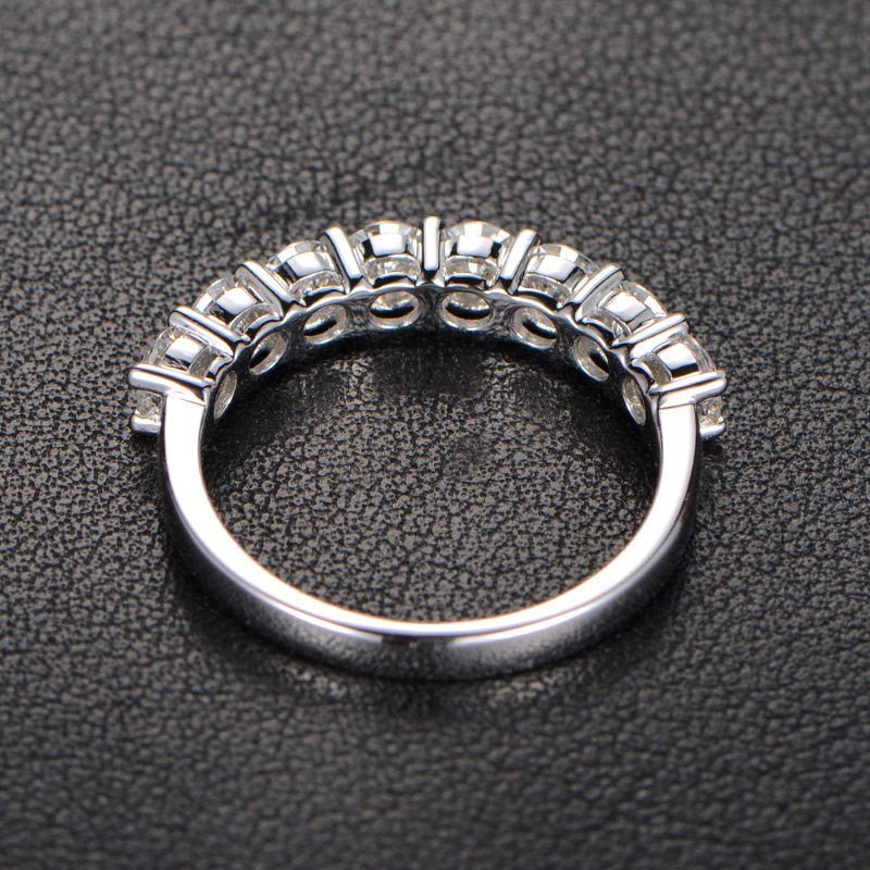 8-Stone Striking Moissanite Wedding Ring 14K White Gold-3.5mm Round - Lord of Gem Rings