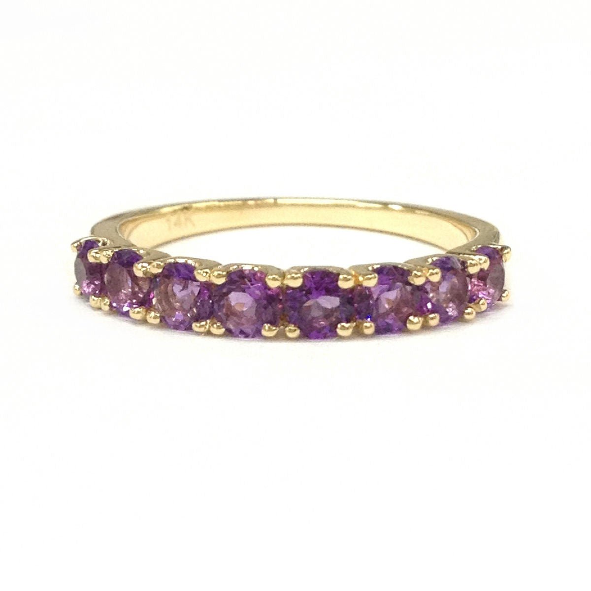 8-Stone U-Prong Amethyst February Birthstone Band - Lord of Gem Rings