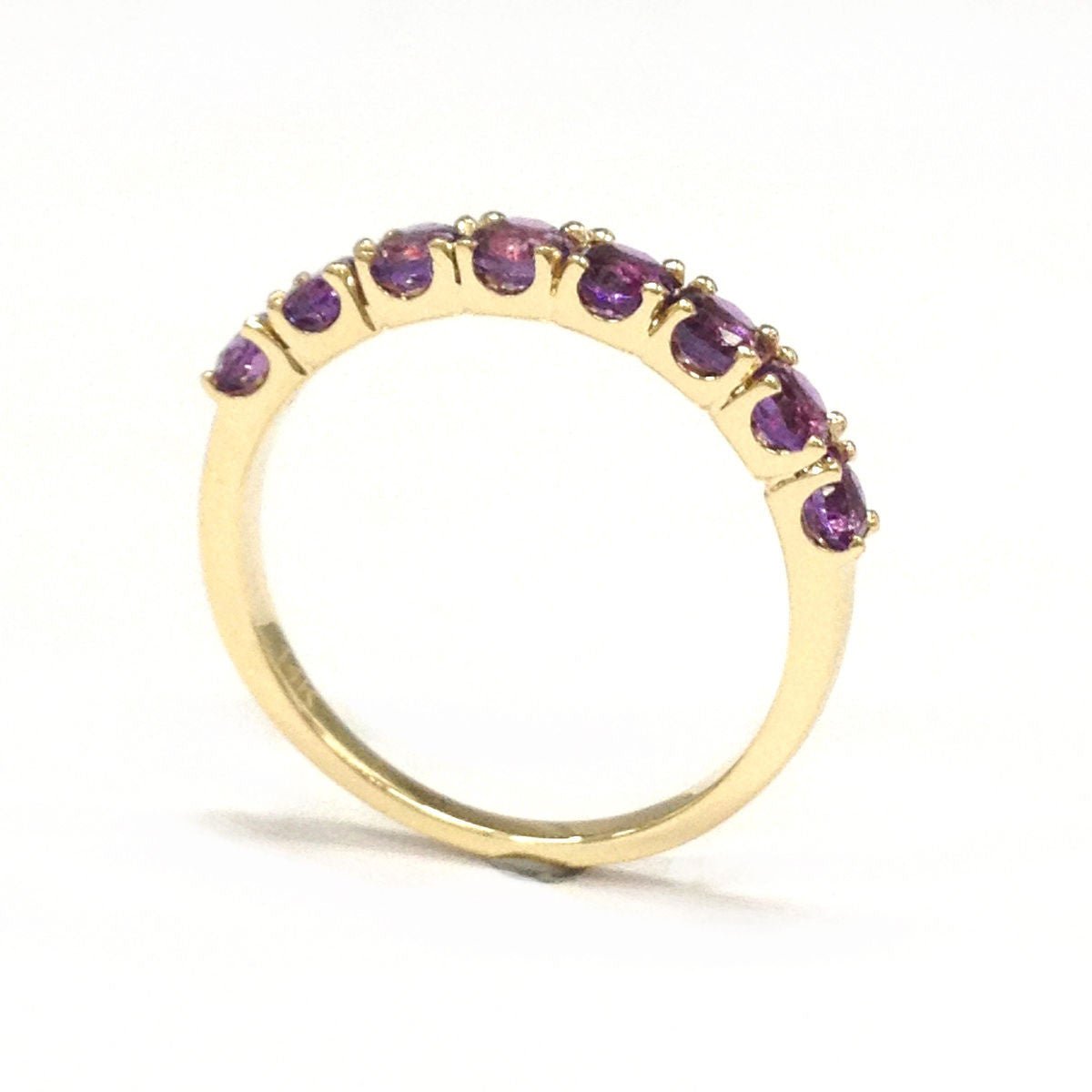 8-Stone U-Prong Amethyst February Birthstone Band - Lord of Gem Rings