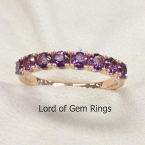 8-Stone U-Prong Amethyst February Birthstone Band - Lord of Gem Rings