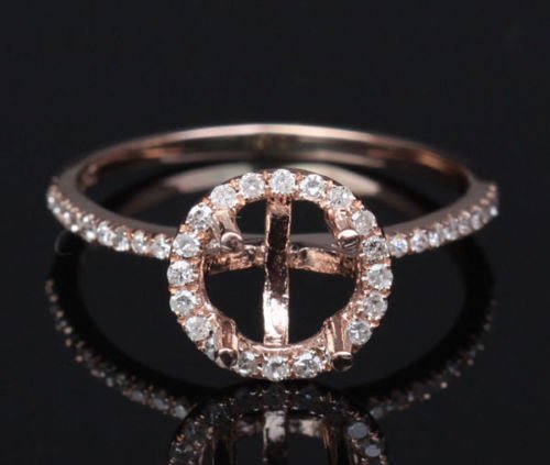 8mm Diamond Engagement Semi Mount Ring 14k rose gold Setting - Lord of Gem Rings