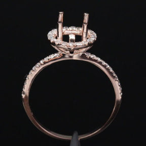 8mm Diamond Engagement Semi Mount Ring 14k rose gold Setting - Lord of Gem Rings