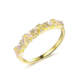 Baguette Cut Moissanite Half Eternity Wedding Band in 14K Gold