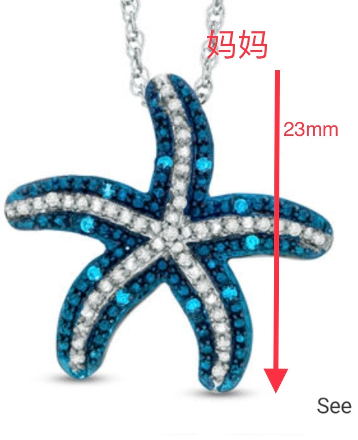 Reserved for Eric- Custom Double Starfish Pendant 14k White Gold