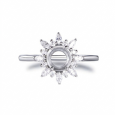 Custom 8mm Round Semi Mount Ring 14K White Gold