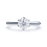 Solitaire 1ct Round Moissanite Engagement Ring 14K White Gold