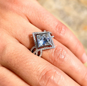 Adam-Princess Diamond Semi Mount Engagement Ring Split Shank 14K White Gold - Lord of Gem Rings