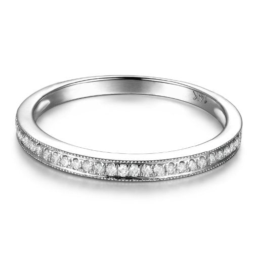 Aeon Vintage Style Pave-Set Diamond Wedding Band with Milgrain - Lord of Gem Rings