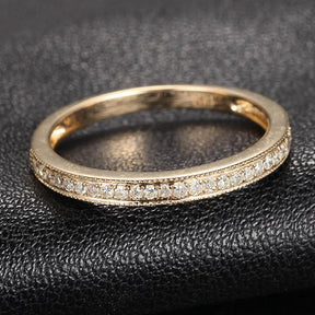 Aeon Vintage Style Pave-Set Diamond Wedding Band with Milgrain - Lord of Gem Rings