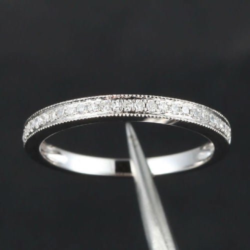 Aeon Vintage Style Pave-Set Diamond Wedding Band with Milgrain - Lord of Gem Rings
