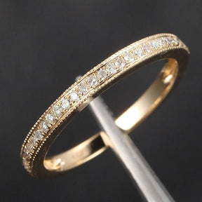 Aeon Vintage Style Pave-Set Diamond Wedding Band with Milgrain - Lord of Gem Rings